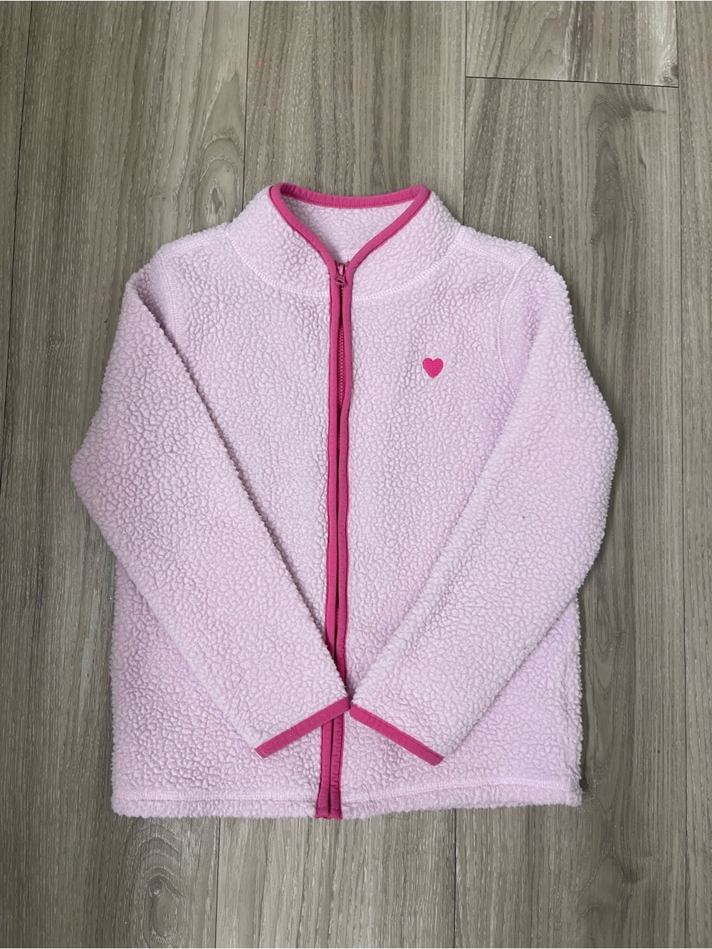 OshKosh B'gosh Light Pink Sherpa Zip Jacket with Hot Pink Trim